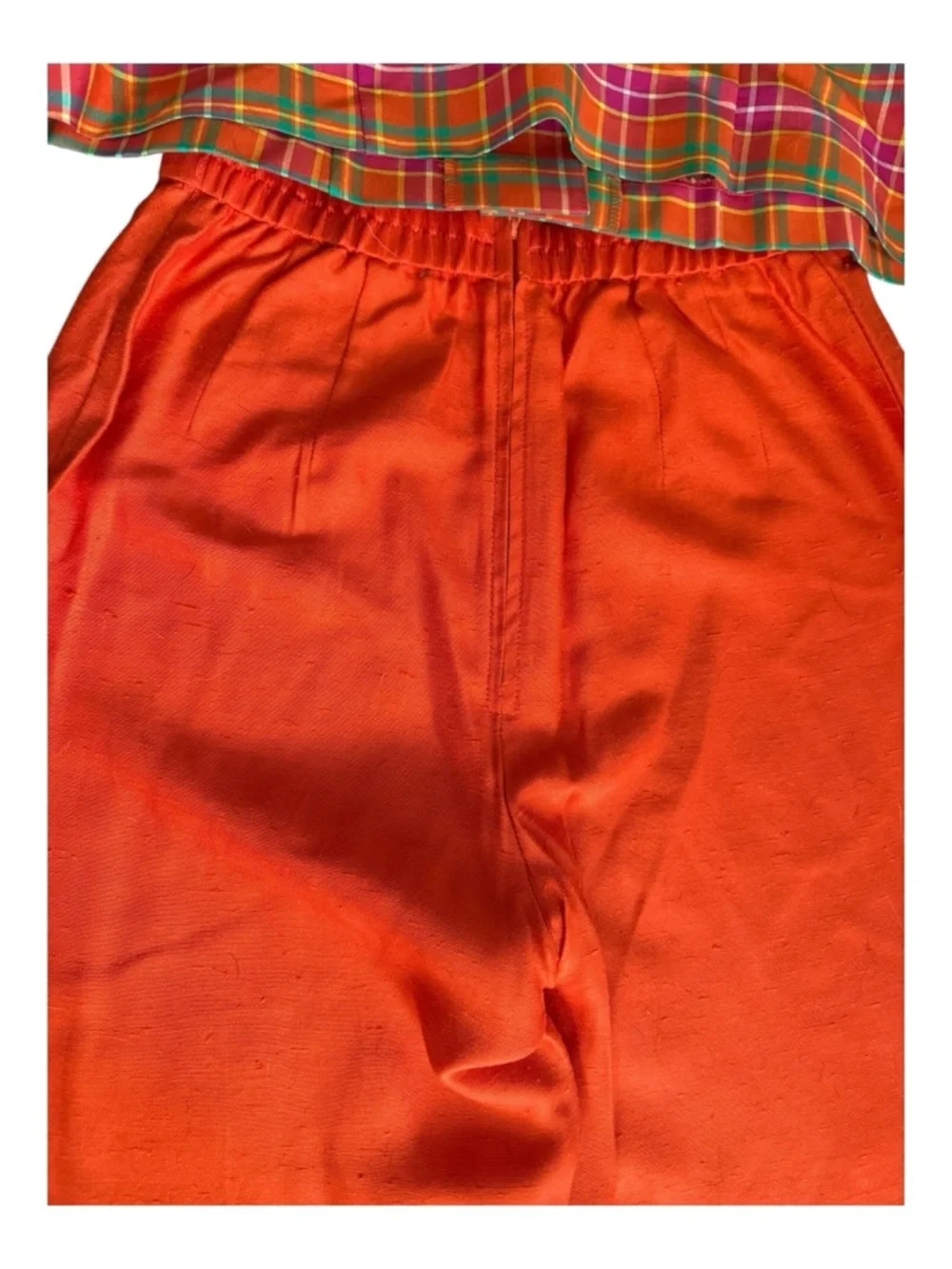 Sag Harbor Orange Plaid Matching Set Sleeveless Too & High-Waisted Pants Preppy